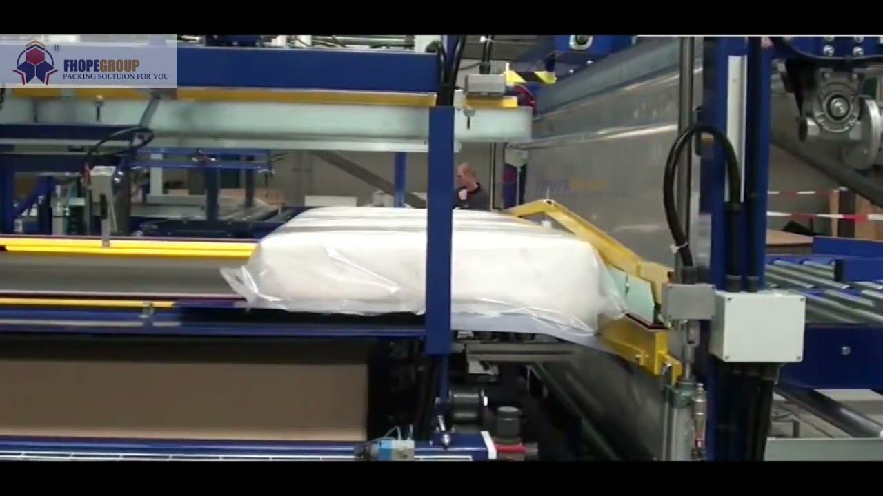 soft mattress shrink packaging machine customized turntable lifting conveyor