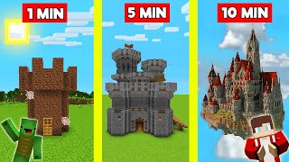 CASTLE BUILD BATTLE CHALLENGE - NOOB VS PRO - Minecraft Maizen Mizen Mazien Parody