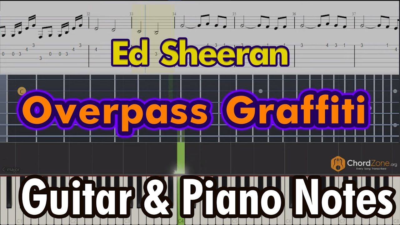 Overpass Graffiti Ed Sheeran = Guitar Tabs and Piano Notes Easy