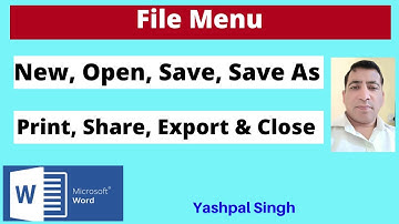 New, Open, Save, Save As, Print,  in the File Menu |MS Word | in Hindi