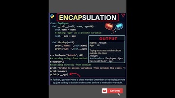 Encapsulation using python! Subscribe for more! #subscribe_share_like #coding #ytshorts #python