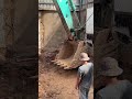 Excavator hits concrete with wooden poles,Excavator tractor digging pits #DIY #welding