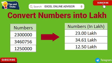 How to convert Number into Lakh - Excel Tricks & Tips