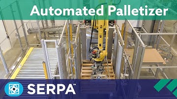 Automated Robotic Palletizer with pallet/slip sheet picking & placing and metered infeed
