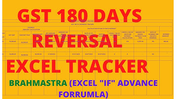 GST ITC 180 REVERSAL EXCEL TRACKER / GST ITC NOT PAID 180 DAYS REVERSAL CALCULATION IN EXCEL/IF USE