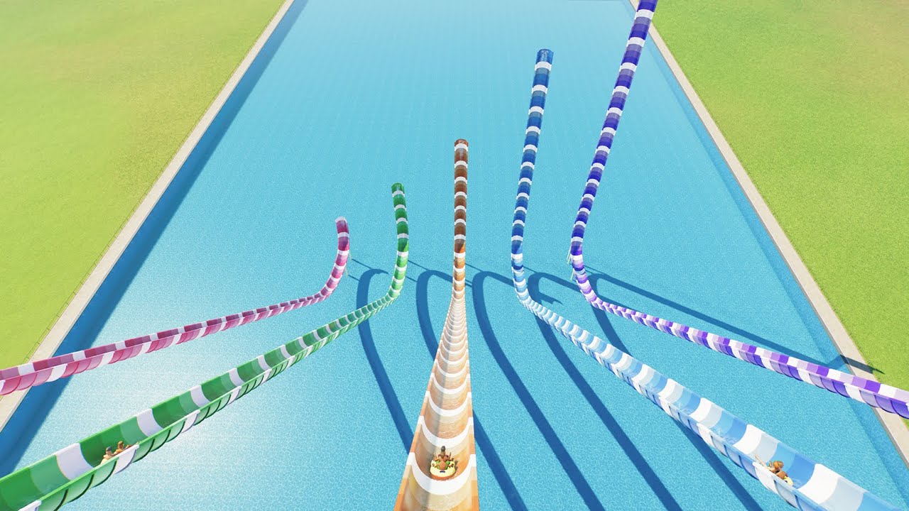 Lowest To Highest Double Inner Tube Water Slide - Planet Coaster 2