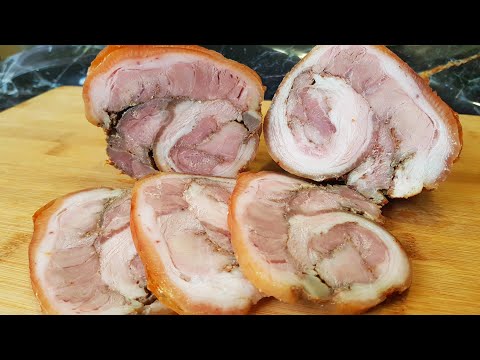 Рулет из свиной рульки вкусный и ароматный. Простой рецепт.