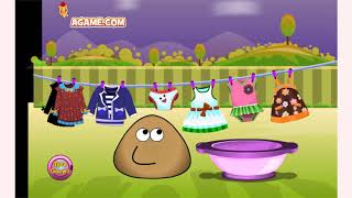 How to play Pou Washing Clothes game | Free online games | MantiGames.com screenshot 1