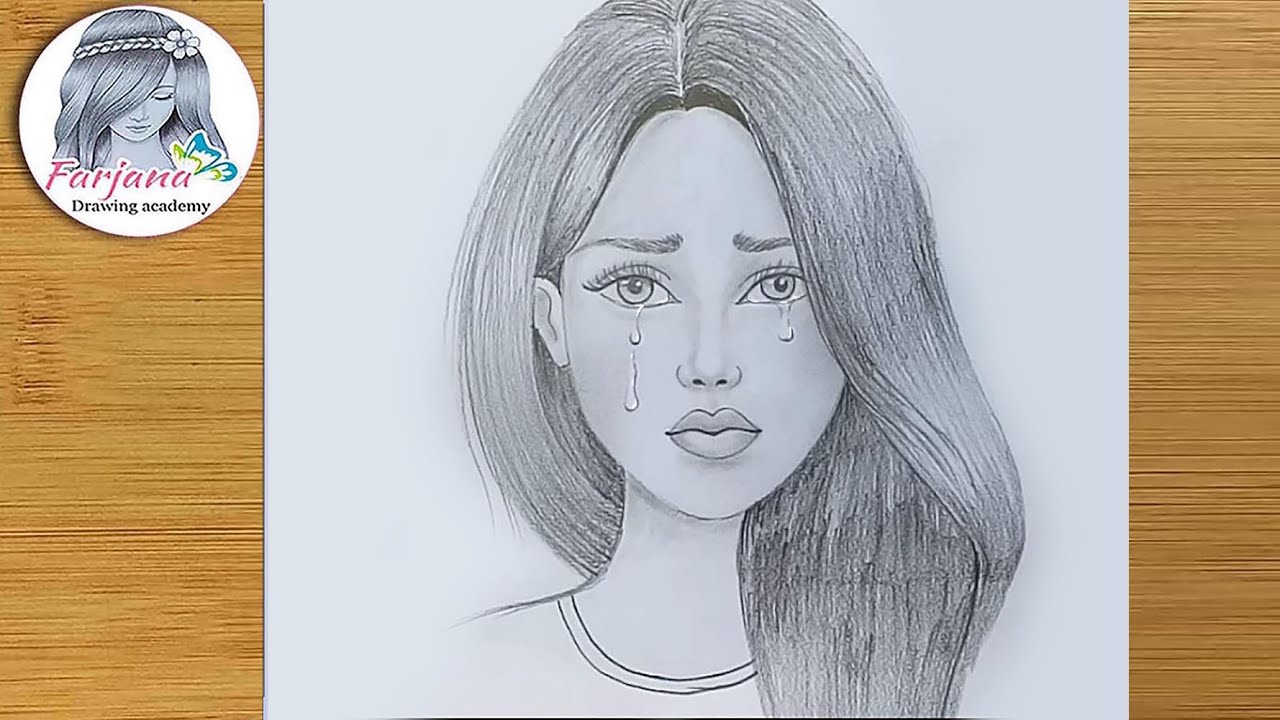 Crying girl pencil sketch / How to draw Crying girl - YouTube