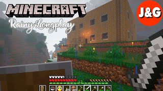 Minecraft Relaxing Rainy Longplay - Build the second floor, plant pumpkins