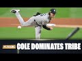 Yankees Gerrit Cole carves up Cleveland for 13 strikeouts over 7 innings!