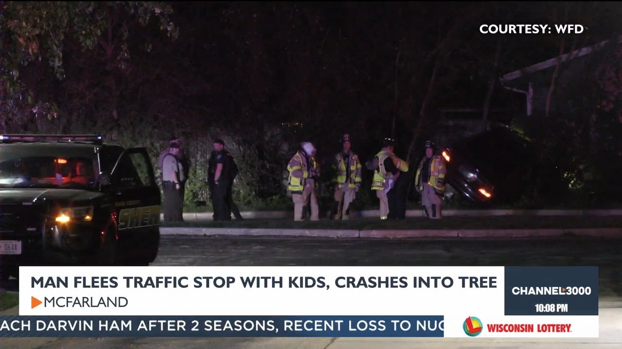 Man flees traffic stop with children in vehicle, crashes into tree ...