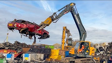 Vehicle Recycling | Depollution & Dismantling with Hyundai VRS Powerhand Excavator at Scrap Local ♻️