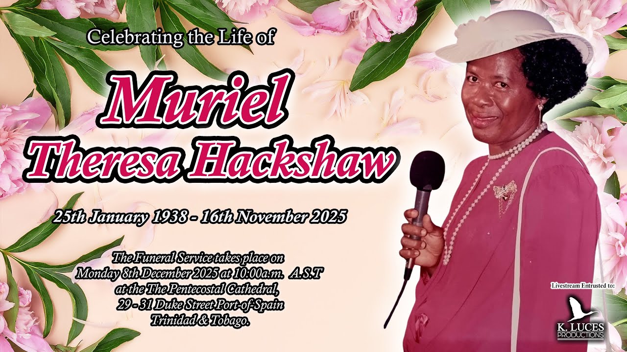 Funeral Service of Muriel Theresa Hackshaw - YouTube