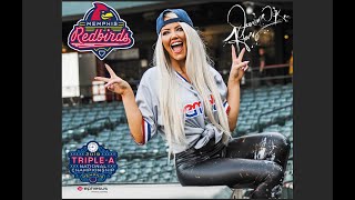 Live Painter Jessica Haas Performs on Top of Baseball Dugout at Memphis Redbirds Championship Game