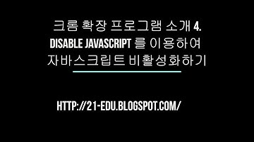 크롬 확장 프로그램 소개 04   Disable JavaScript 를 이용하여 자바스크립트 비활성화하기