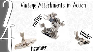 How to use Vintage Singer Sewing Machine Attachments - hemmer, ruffler, binder - making a face mask