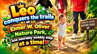 Leo conquers the trails at Elmer W. Oliver Nature Park, one adorably wobbly step at a time!