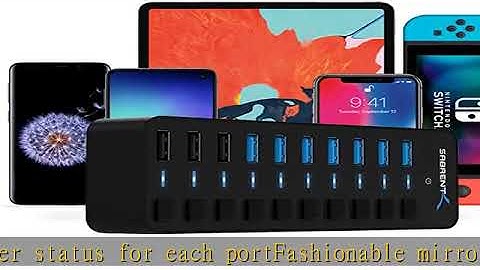 SABRENT 60W 10 Port USB 3.0 Hub Includes 3 Smart Charging Ports with Individual Power Switches and