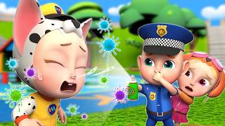 Oh No, Hank Gets Sick 🤧 Flu Flu Go Away | Police Song | Rosoo Police Nursery Rhymes