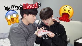 Throwing Up Fake Blood Prank On Boyfriend!🤮🍷 [Gay Couple Lucas&Kibo BL] screenshot 5