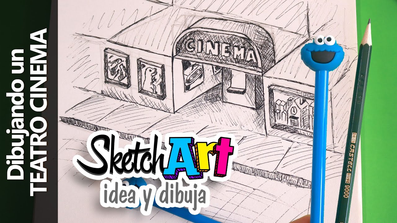 Cómo dibujar un TEATRO CINEMA - Fachada Edificio | Aplicación de sombras  con líneas | Sketch Art - thptnganamst.edu.vn