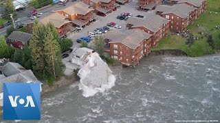 The Moment Alaska House Collapses Into River During Flood  | VOA News