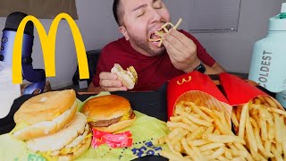 MCDONALDS SAUSAGE EGG MCFUFFIN + DOUBLE CHEESE BURGERS MUKBANG