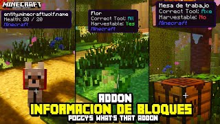 ADDON de INFORMACION DE BLOQUES para MINECRAFT PE 1.19 * Poggy's What's That? * MODS para MINECRAFT