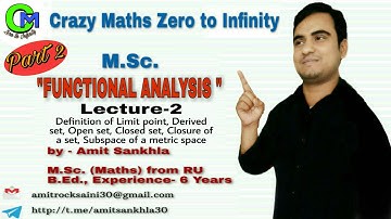 Functional Analysis//M.Sc.(Maths) //Lecture -2//Subspace of Metric Space//Some definitions