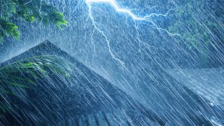 ALL YOU NEED TO SLEEP INSTANTLY 🎧 Heavy Hurricane Rain, Mighty Thunder & Wind | Night Thunderstorm