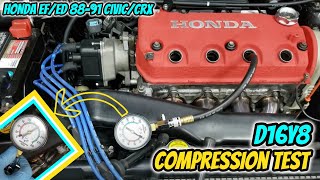 || HONDA EF/ED 88-91 CIVIC/CRX || How to Perform a Compression Test D16Y8 🔍