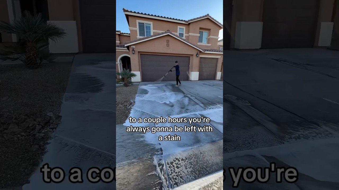 This is how you pressure wash a concrete driveway (step by step) #learnontiktok #drivewaycleaning