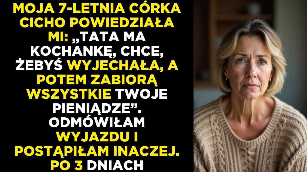 Córka szepnęła: „Mamo, tata ma kochankę… Oni chcą zabrać wszystkie twoje pieniądze”