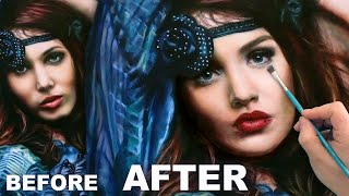 Model Face Change Realistic Oil Painting Metamorphosis - PENTIMENTO - Before and After