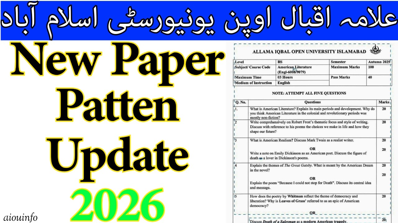 Breaking News! AIOU New Paper Pattern 2026 | Important Update for All ...