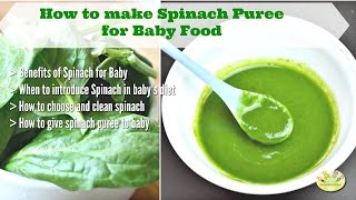 Benefits of spinach for baby, when to start giving how choose and
clean spinach, make puree use it in baby's food.