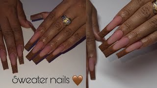 HOW TO DO SWEATER NAILS | FULL ACRYLIC NAIL TUTORIAL 🩷| HOW TO DO FRENCH TIP NAILS 🤎🤎