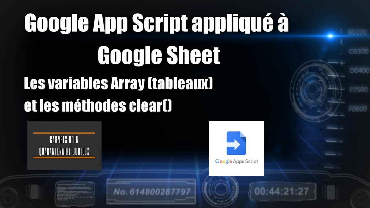 Tuto 6 Google App Script appliqué à Google sheet - YouTube
