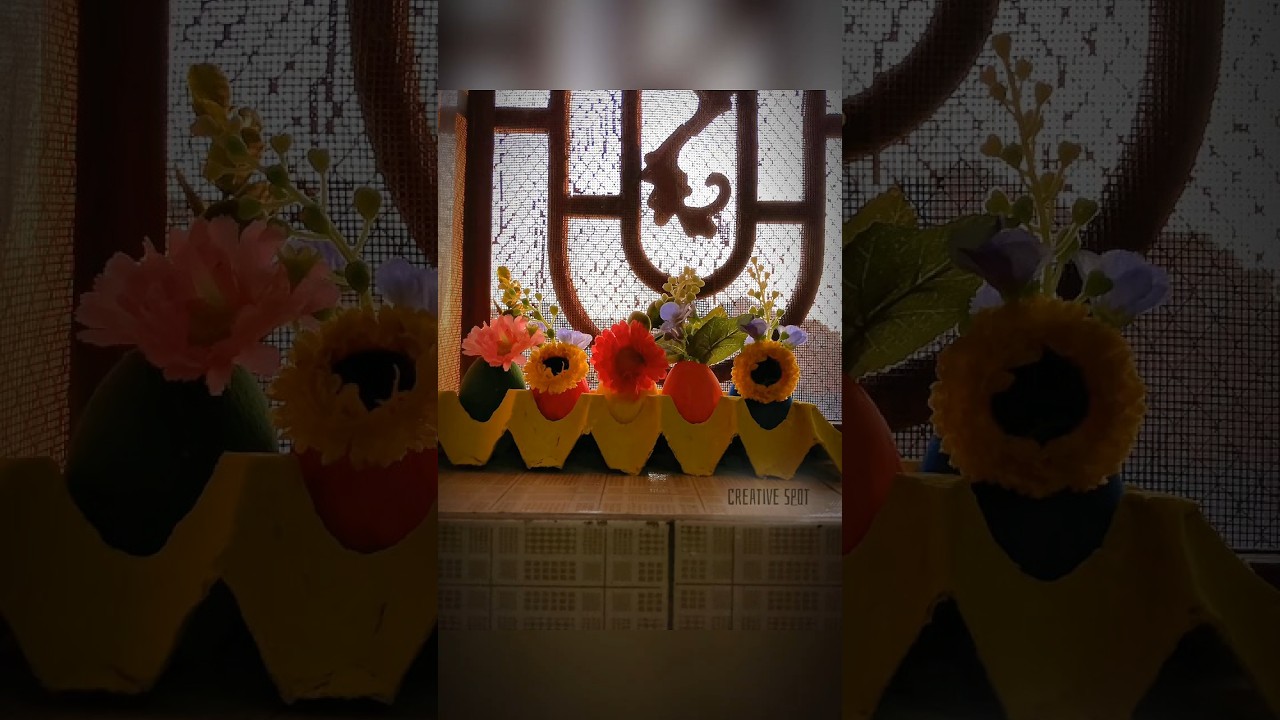 DIY beautiful little flower pots by recycling egg shells🥚🐣 #diy #creativespot #homedecor #creativity