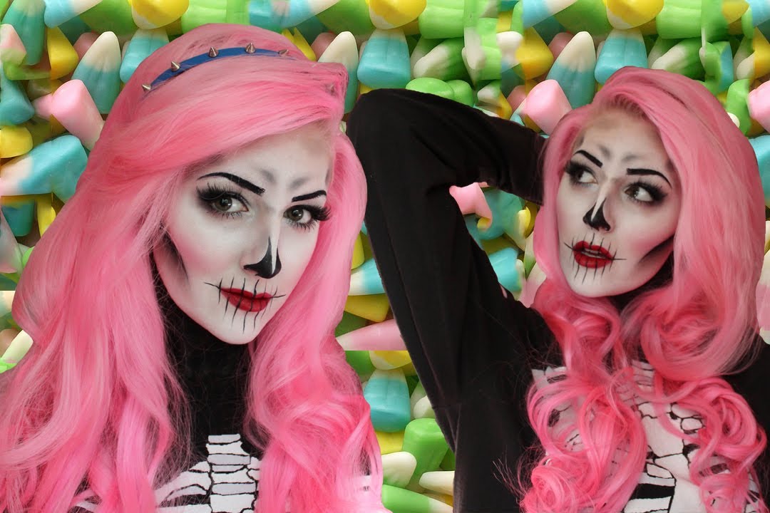 Creepy/Cute Skeleton Makeup Tutorial for Halloween - YouTube