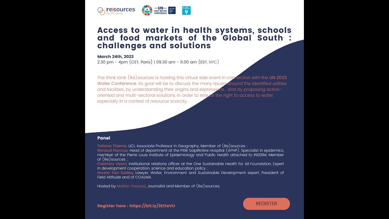Access to water in health systems, schools and food markets of the Global South