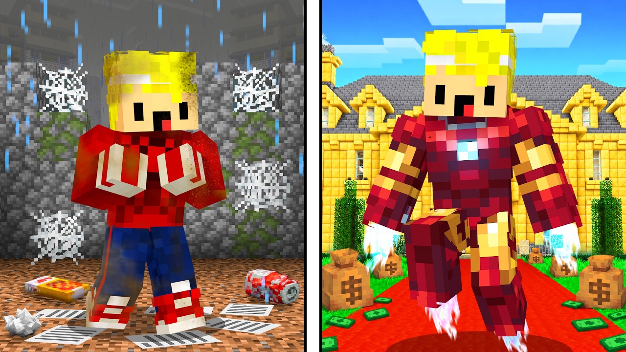 Pasé de SUPERHÉROE NOOB a PRO en MINECRAFT