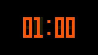 1 Minute Countdown Timer with Alarm & Time Markers Chapters - Digital Display - Orange - v2 - 60 Sec