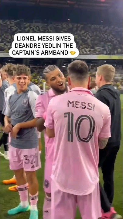 Lionel Messi gives Inter Miami's former skipper DeAndre Yedlin the  captain's armband before lifting Leagues Cup trophy together