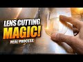 Perfect Lens Cutting Satisfying ASMR Process | How To Cutting Aviator Shape Lenses In Optical Lab
