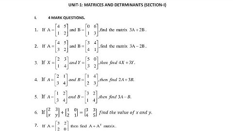 Matrices and Determinants | Engineering Mathematics | 20SC01T ( Diploma ) | Part 1