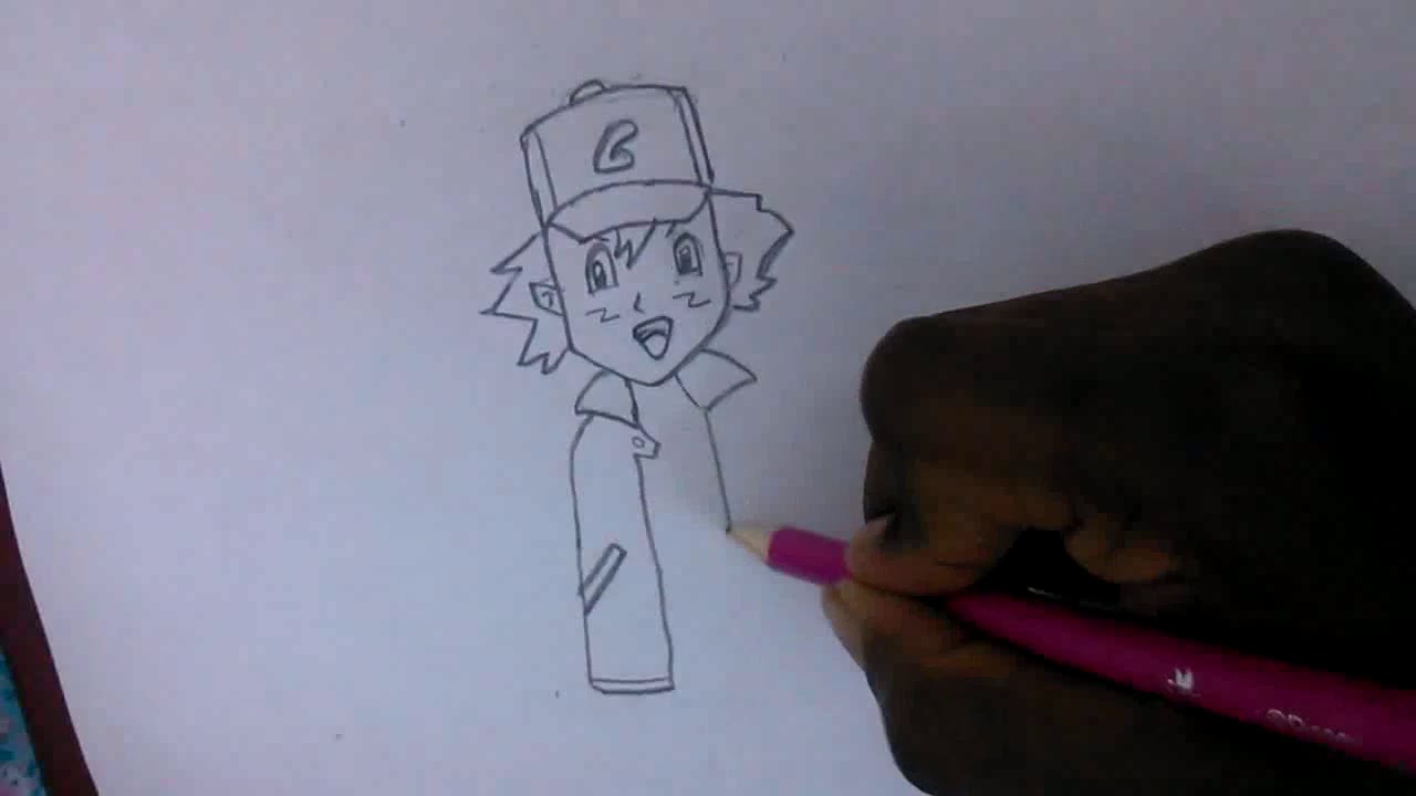 Drawing ash from Pokemon - YouTube