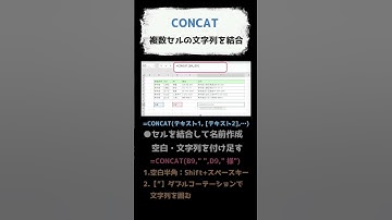 #Excel#CONCAT#複数セルの文字列を結合#住所作成
