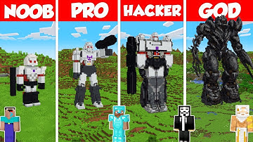Megatron Transformer Build Battle Challenge - Noob vs Pro vs Hacker vs God - Minecraft Animation